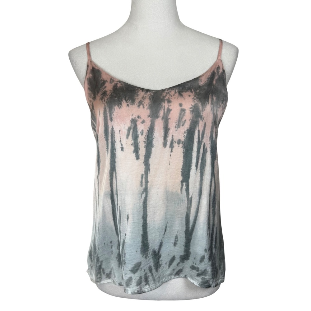 Olivaceous Womens Cami Top M Pink Grey Tie Dye Adjustable Straps V-Neck